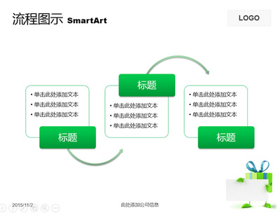 绿色环保大礼包祝福贺卡ppt模板
